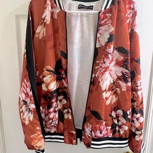 Fashion To Figure Size 0 Orange Floral Bomber Jacket